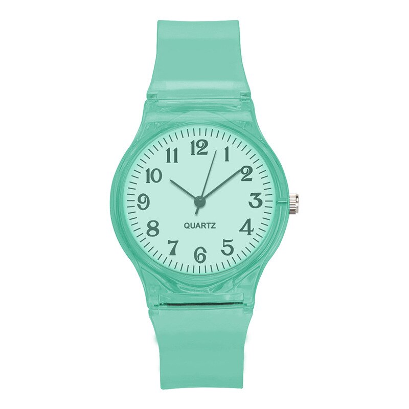 Relojes de pulsera a la para hombre y mujer, relojes de cuarzo informales con banda de plástico transparente de Color caramelo, novedad de: green