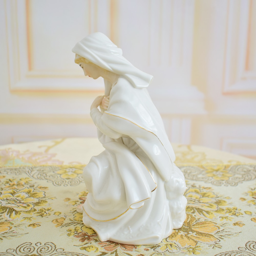 porcelain Virgin Mary Statue figurines ceramic white white golden ceramics statues for home office decoration women