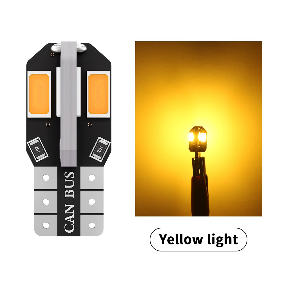 2x t10 w5w canbus led polttimo 8 smd 5630 194 automaattinen välys kiilan puoleinen takaluukun valo 12v 6000k lukuvaloa ei virhettä valkoinen punainen: Keltainen