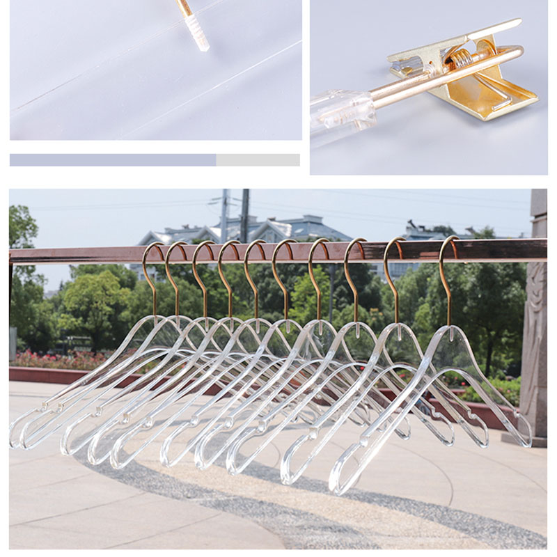 Cintre en Acrylique Transparent pour Vêtements, Accessoire pour Penderie, Pantalon, Manteau, vaccage T1, Crochet localité, pour Adulte et Enfant, 5/10 Pièces