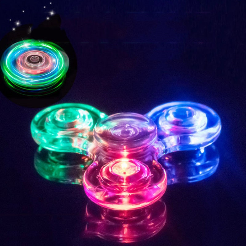 Creatieve Lichtgevende Led Licht Fidget Spinner Transparante Kleurrijke Stress Relief Hand Spinner Glow In The Dark Anti-Stress Speelgoed