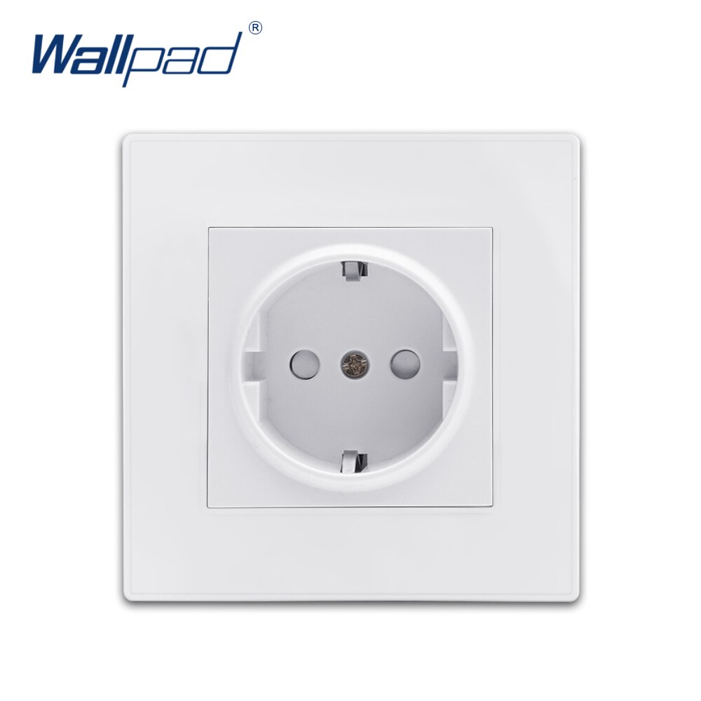 EU German Socket Wallpad Luxury White Wall Power Electrical Outlet Sockets PC Panel