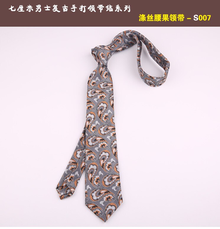 7cm cravates décontracté pour hommes Cravate maigre Polyester Vintage cajou fleur Cravate affaires chemise mince accessoires Cravate: 007