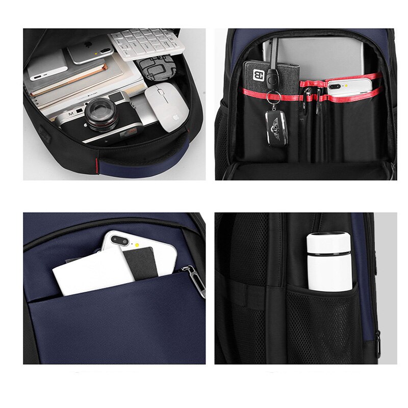 Mochila de negocios de 16 pulgadas para hombre, bolsa para ordenador portátil multifuncional, sencilla e informal, resistente al agua, mochila para estudiante de 4 capas