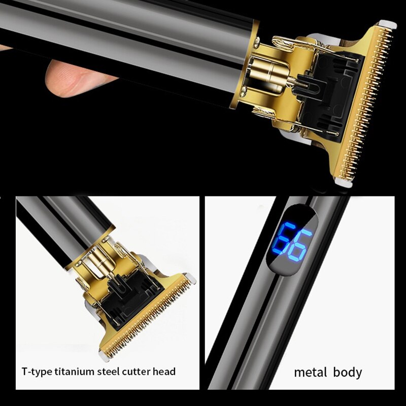 Spinki robić włosów męskie elektryczne trymer robić brody profesjonalne ścinanie włosów maszyna cyfrowy wyświetlacz akumulator bezprzewodowy