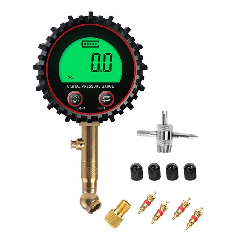 Portable 255PSI Digital Tire Pressure Gauge Rubber Hose Quick Connect Coupler