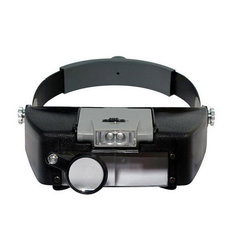 LED Light Head Lamp Adjustable Size Headband Magnifying Repair Headband Magnification Head Wear Magnifier High Transparency