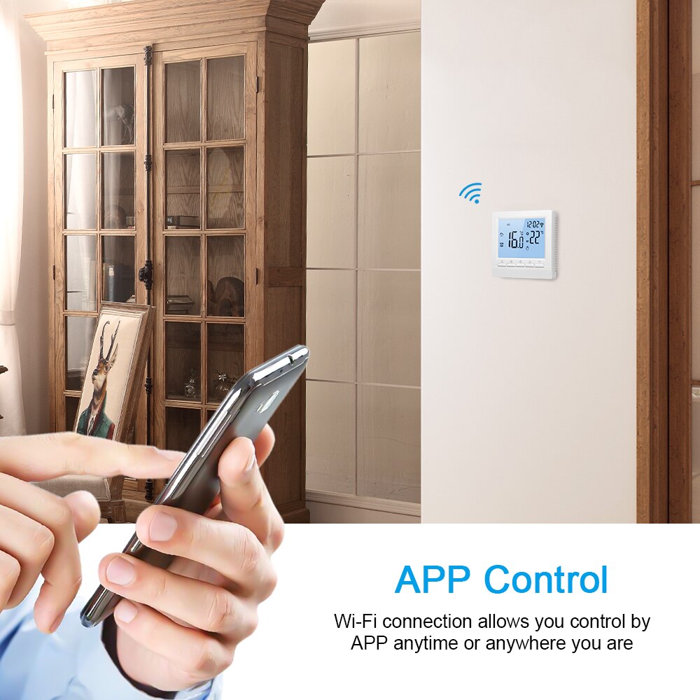 Wifis termostato digital temperaturregulator termostat app kontroll programmerbar elektrisk gulvvarme termostat