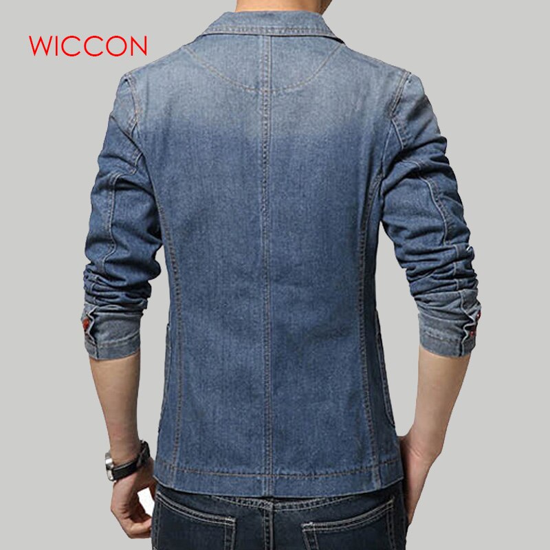 Blazer de de de otoño para hombres, trajes vaqueros de tendencia para hombres, chaqueta Casual de mezclilla para hombres, chaqueta de mezclilla ajustada para hombres