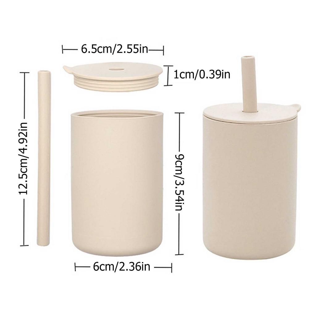 Vasos de silicona para bebé, sin BPA, almacenamiento portátil, envase de aperitivos, taza de alimentación para niños, juegos de tazas de aprendizaje a prueba de fugas