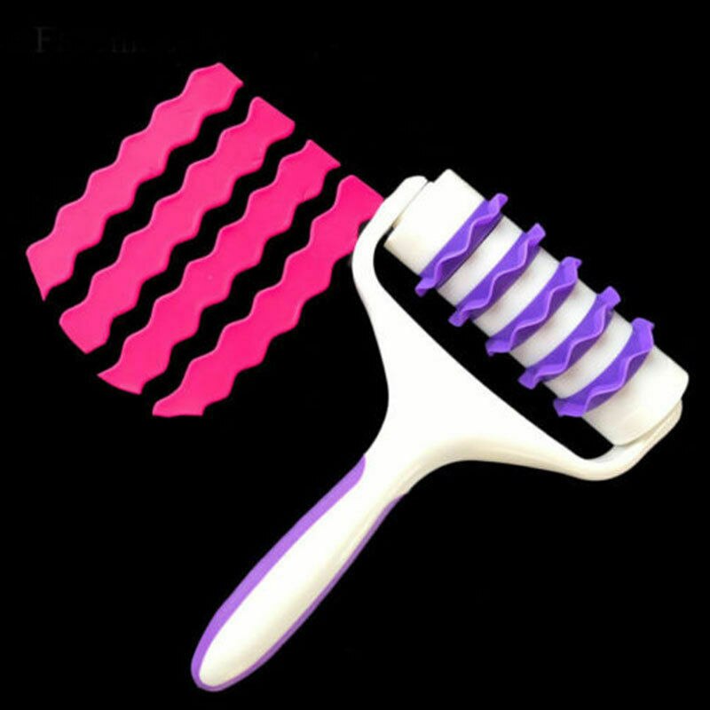 Brand Fondant Strip Ribbon Cutter Sugarcraft Cake Rolling Pin Embosser Rolled Set Cake Decorating Tool Rubber Handle