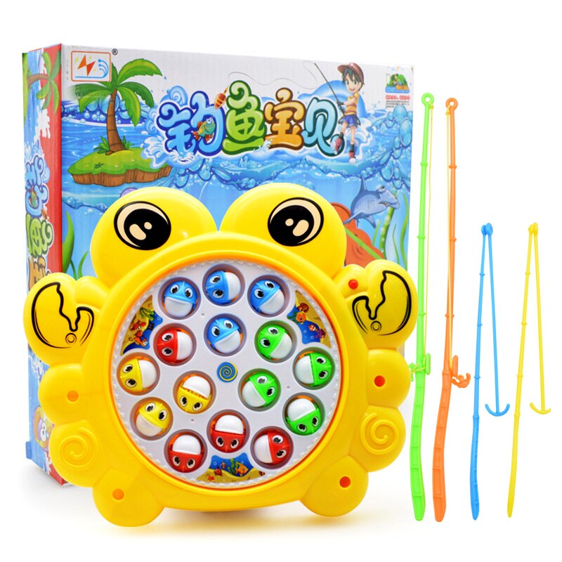 Conjunto de juguetes de pesca eléctrica para niños, juguete educativo con plataforma de pesca giratoria, de dibujos animados,