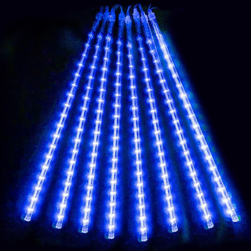 8 Tubes LED Meteor Shower Lights Outdoor Solar Christmas Decoration Light String Fairy Lights Street Garden Yard Decoration: changeable / 350W