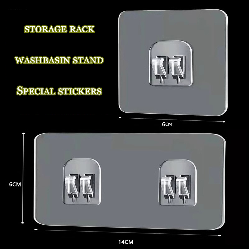 Waterproof Strong Adhesive Hook Shelf Sticker for Bathroom Kitchen Wall Shelf Rack Kitchen Sticking Wall Screw Hook Storage rack