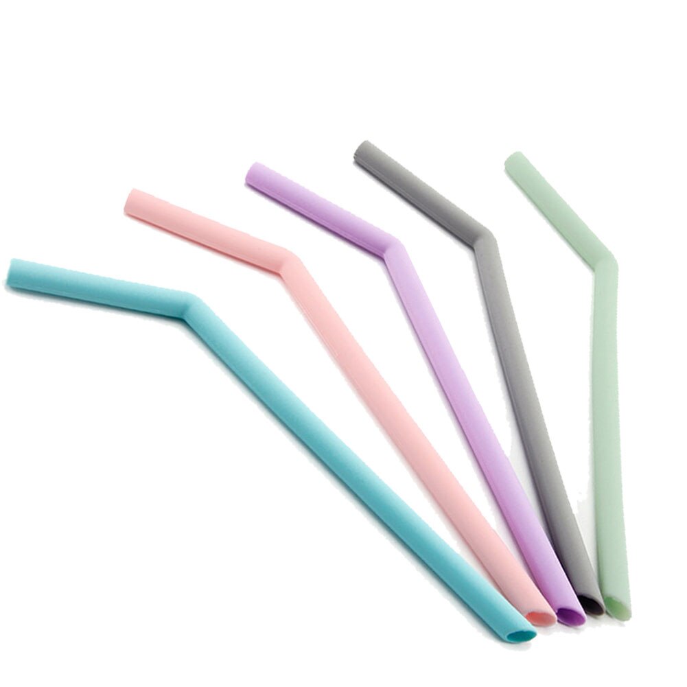 Reizen Party Bar Drinken Gebogen Siliconen Stro Set Flexibele Woonaccessoires Herbruikbare Keuken Met Cleaner Borstel Draagbare