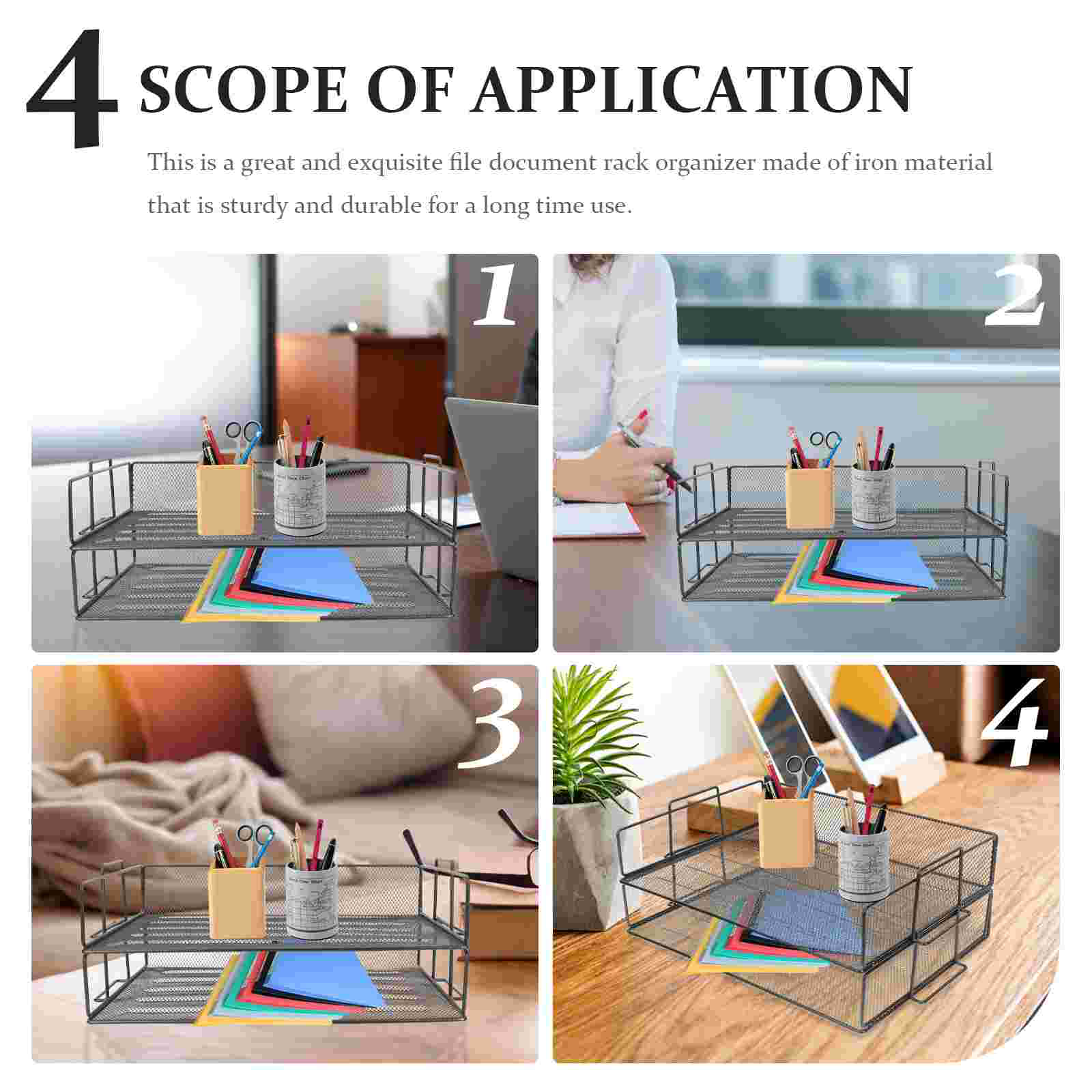 Metal File Storage Rack Document Holder Office Desktop File Storage Organizer