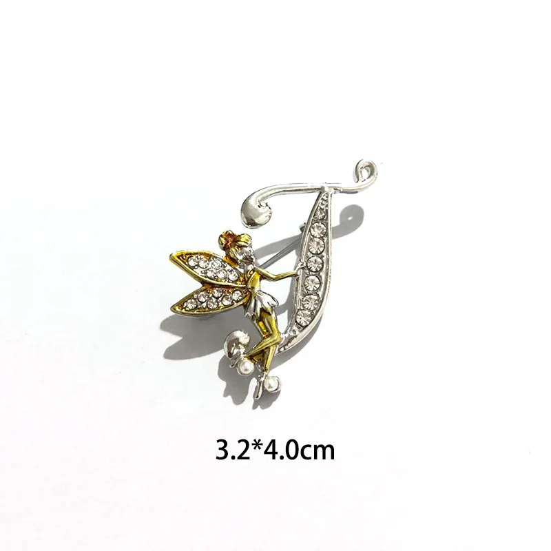 Broche de 26 letras de Ángel de cristal de lujo para mujeres y hombres, diamantes de imitación de A a Z, alfileres para Collar con iniciales de elfo, de , accesorios de joyería: Blue