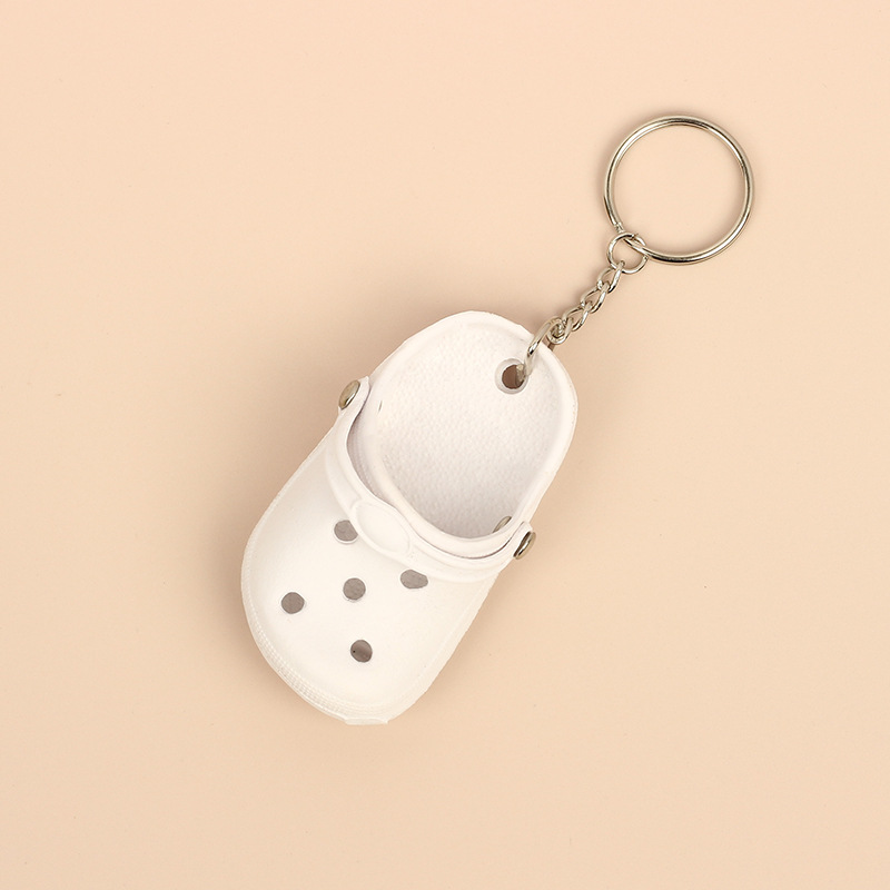 3D Silikon Slipper Sandale Schlüsselanhänger EVA Mini See Hausschuhe Schlüsselanhänger für Frauen Männer DIY Rucksack Dekoration: Weiß