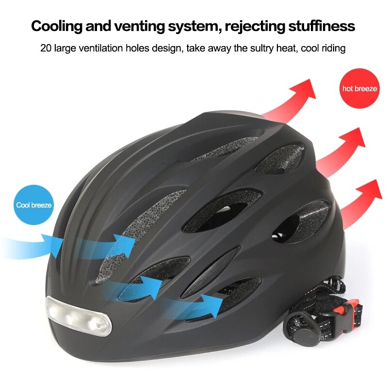 Led-Licht Fietshelm Ultralight Eps + Pc Cover Mtb Racefiets Helm Integraal Mold Fietshelm Unisex veilig Rijden Cap