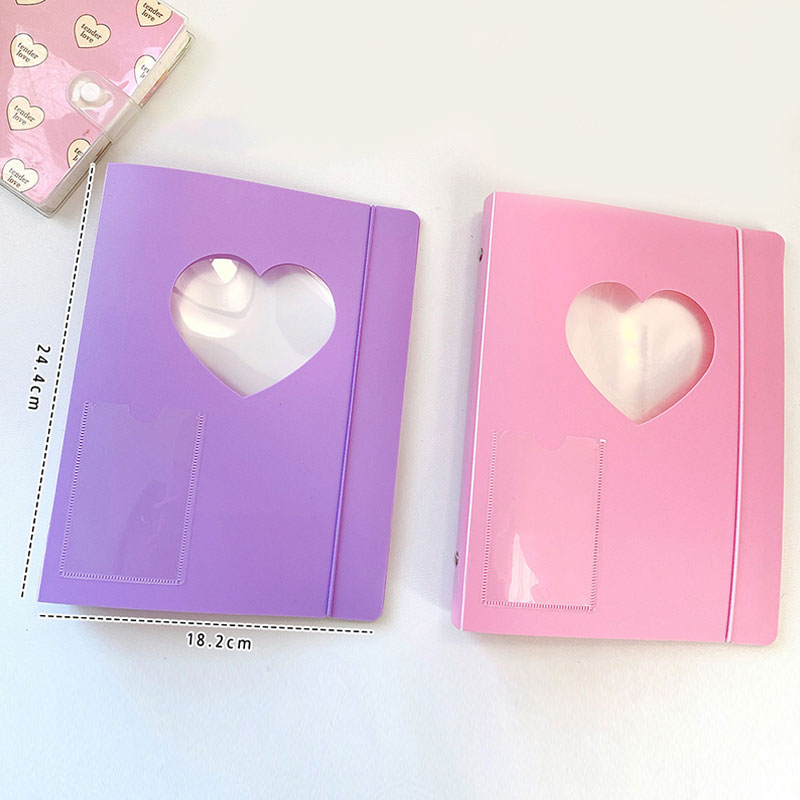 Love Heart A5 Binder Photo Album Cover Storage Album Book Cover Card Holder Sticker Small Card Storage Hollow DIY