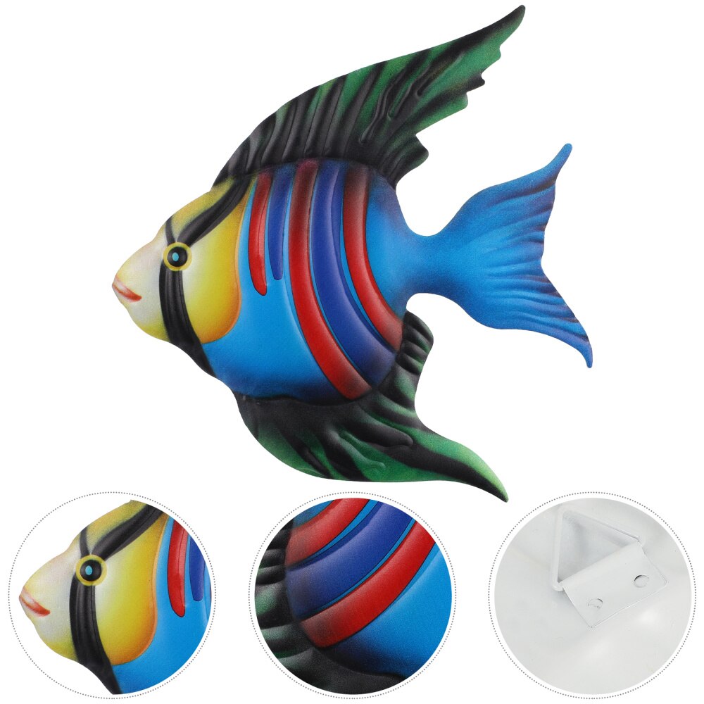 Fish Wall Ornament Wrought Iron Metal Wall Hanging Wall Art Decor Adornment: Green