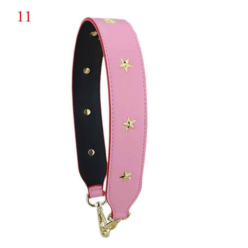 4cm bred axelrem i läderblomma lång nit pentgram crossbody-rem handväska bälte färgglad väska tillbehör: 11