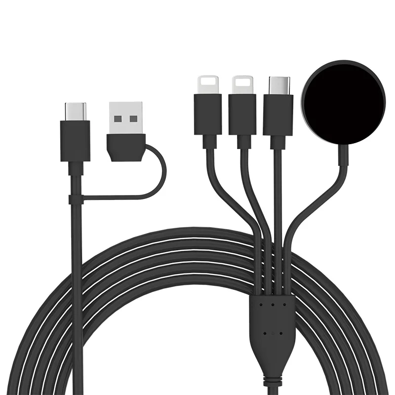 Cable de datos de carga Usb 4 en 2 para Iphone, cargador de reloj, Iphone, Cable magnético Iwatch tipo C, Cable de carga rápida de: Blanco