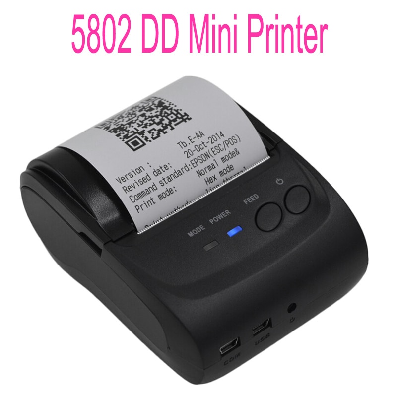 Trådløs bluetooth kvittering termisk printer bærbar personlig regning printer 2 tommer 58mm mini usb pos printer til restaurant: 5802dd printer / Os stik