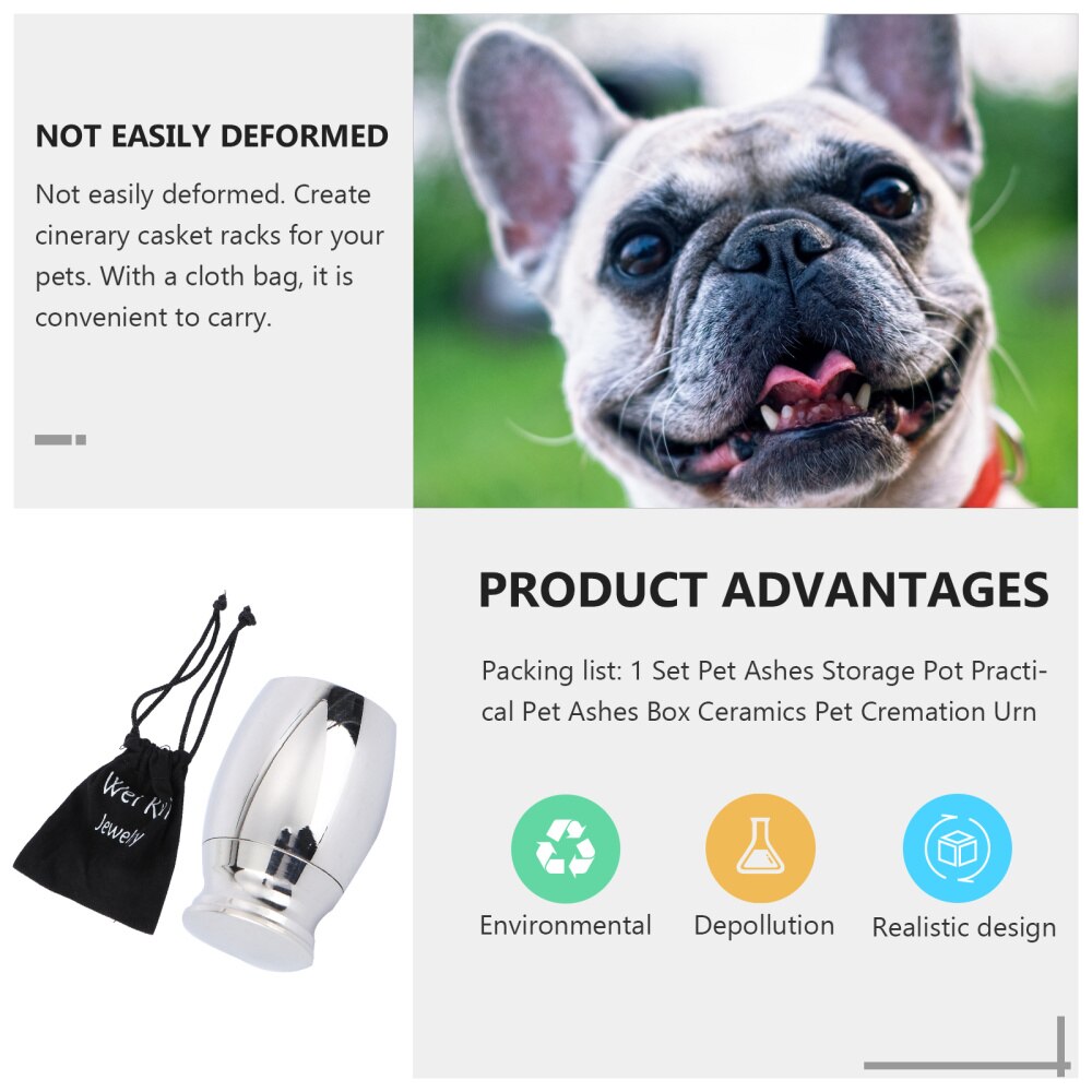 1 Set Pet Cremation Urn Funerary Urn Jar Stainless Steel Animal Urn Container