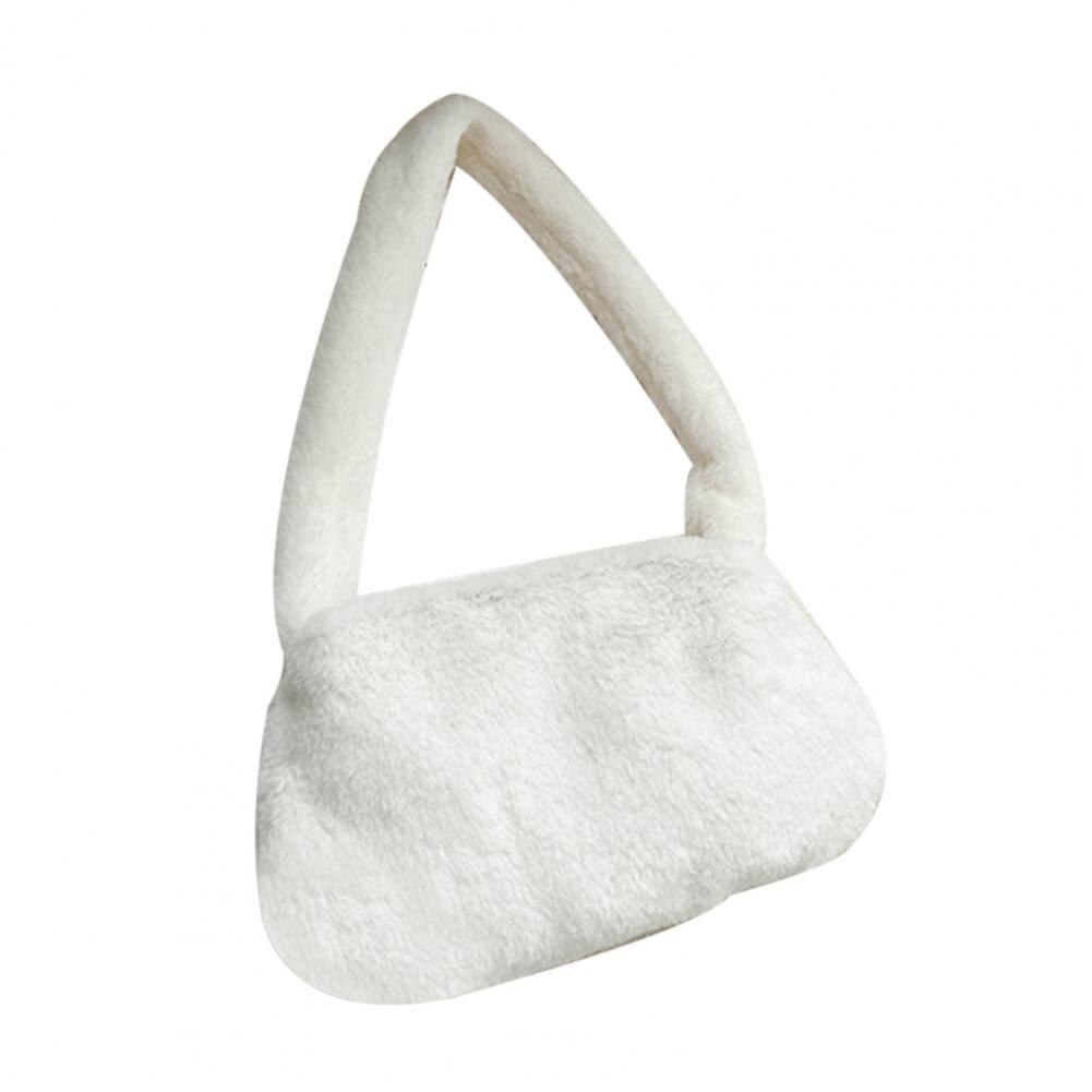 Schultertasche mit leopardenmuster, tragbar, quadratisch, vielseitig kombinierbar, plüsch-achseltasche, bekleidungsaccessoire, tragbare achseltasche mit kuhmuster: Weiß