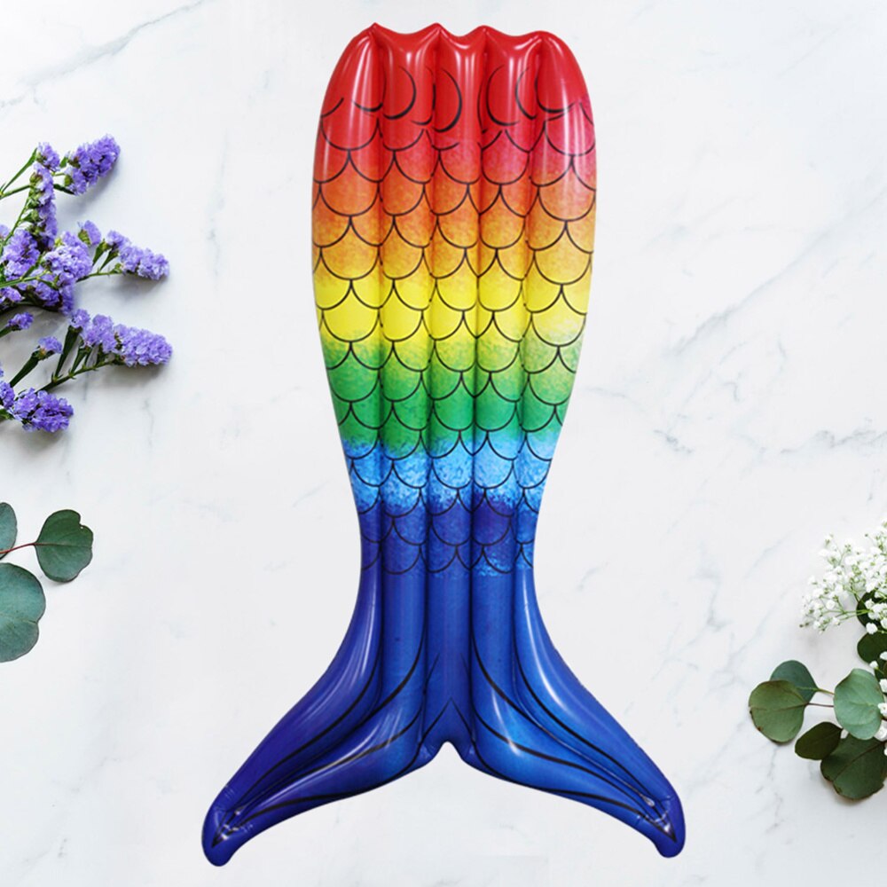 1pc flytende seng svømming flytematte oppblåsbar skjønnhet fisk hale flytende seng svømme verktøy rekvisita (assortert farge）