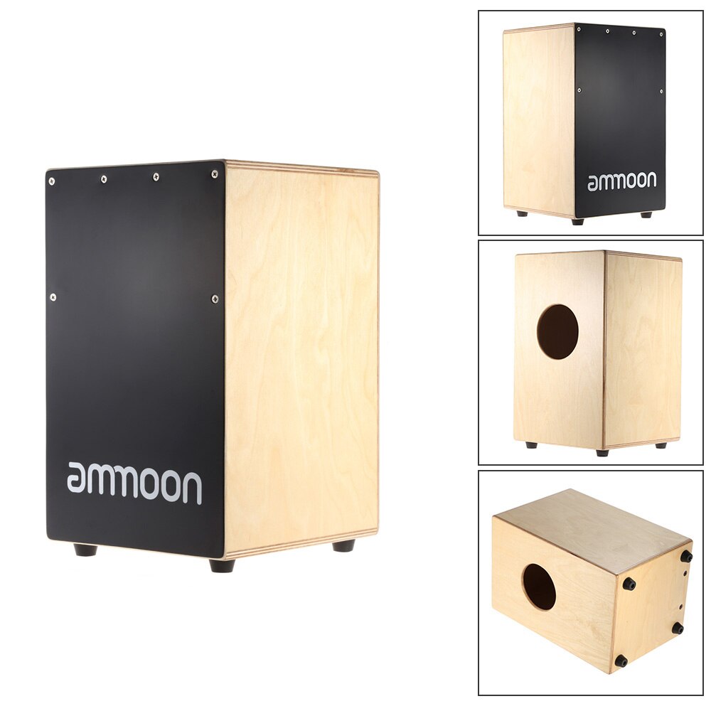 ammoon Wooden Cajon Hand Drum Children Box Drum Persussion Instrument with Stings Rubber Feet 23 * 24 * 37cm