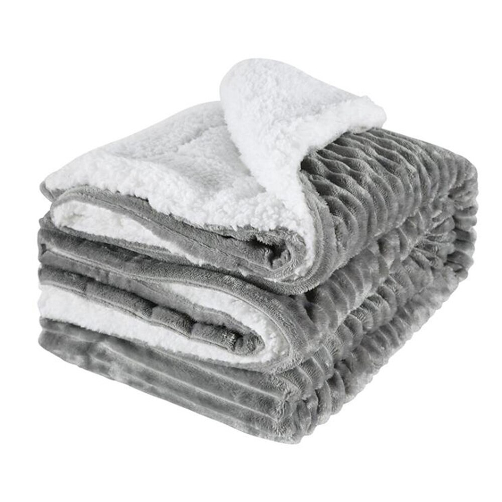 Twin Dikke Warme Deken Voor Winter Bed Super Zachte Fuzzy Flanel Fleece/Wol Zoals Omkeerbare Fluwelen Pluche Deken 150X120CM 20: Light Grey