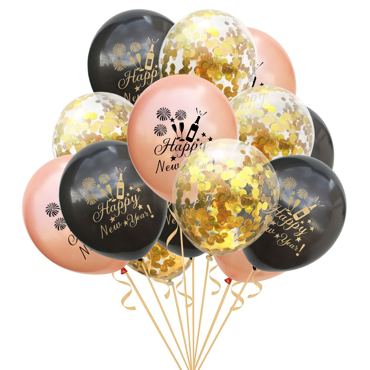 Gelukkig Nieuwjaar Latex Ronde Confetti Ballon Kerst Nieuwjaarsdag Nieuwjaar Arrangement Party Ballonnen