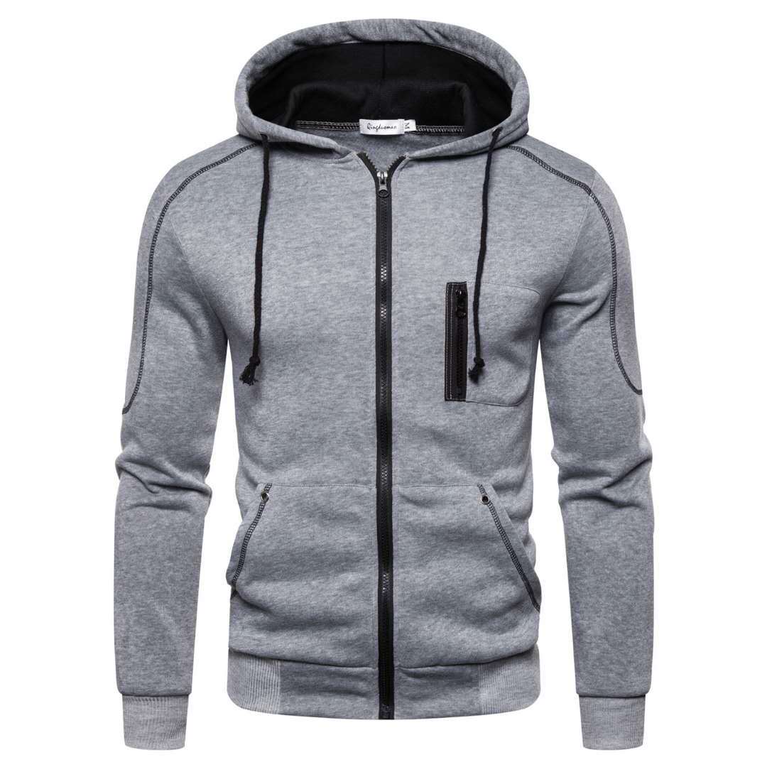 Jesienny i zimowy męski sweter Outdoor Sports Jogging trening Fitness sweter dorywczo bluza z kapturem kurtka z kapturem bluza: XXXL / Gray