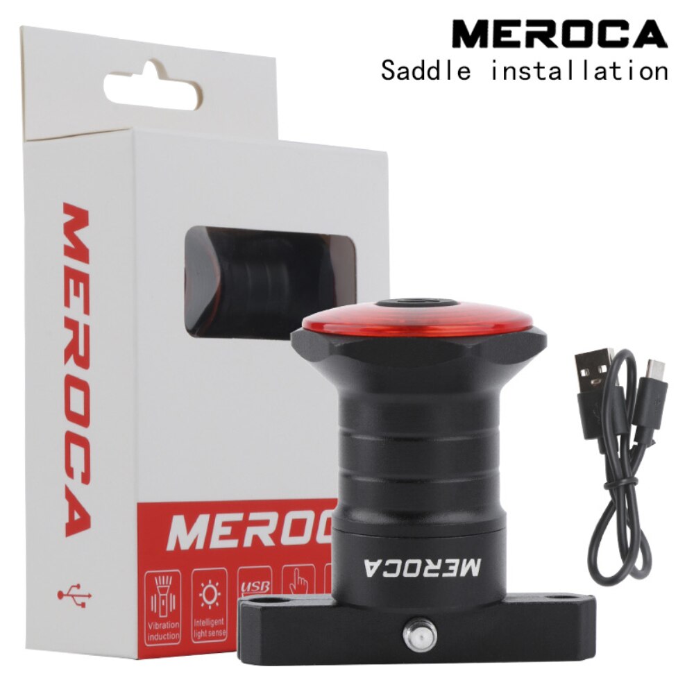 Meroca Smart Fiets Achterlicht Auto Start/Stop Brake Sensing Waterdichte Usb Oplaadbare Fietsen Achterlicht Led Fiets Lantaarn: A Saddle Style