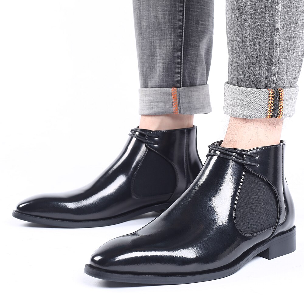 Mænd støvler sko ankelstøvler vintage komfortable chelsea støvler herre slip on luksus sko