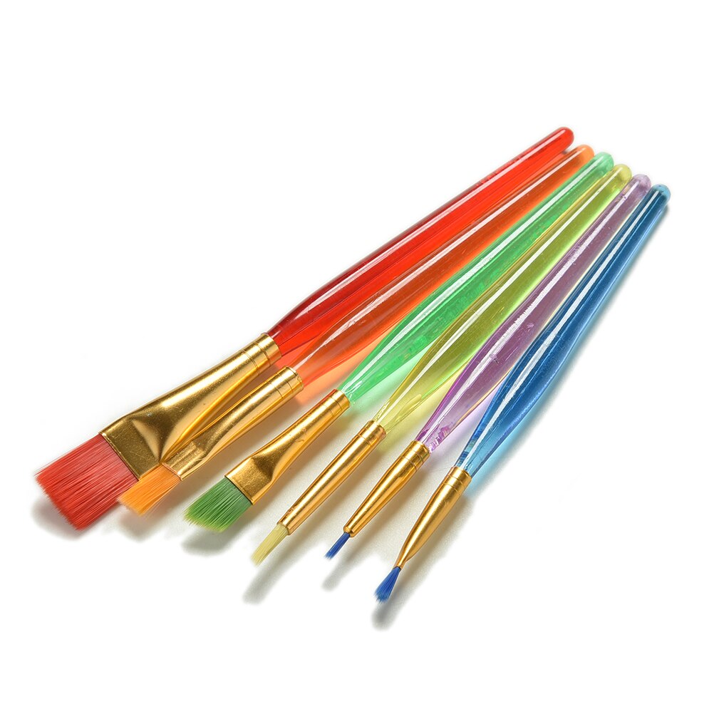 6 stk/sett nylon hår maling penn sett kunstner akvarell olje pensler maling rekvisita