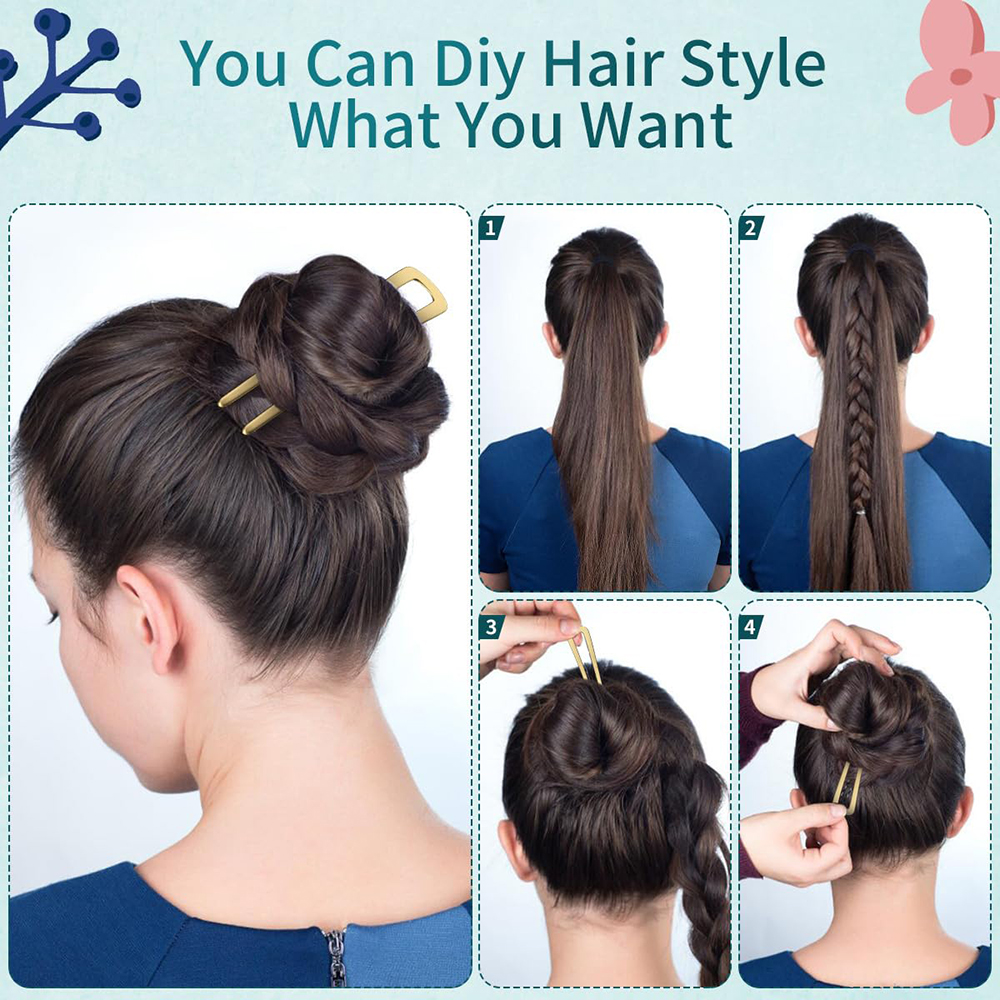 2 uds horquillas francesas horquillas para el cabello de 5,5 pulgadas de Metal en forma de U horquilla para el cabello Vintage francés para mujeres niñas peinado