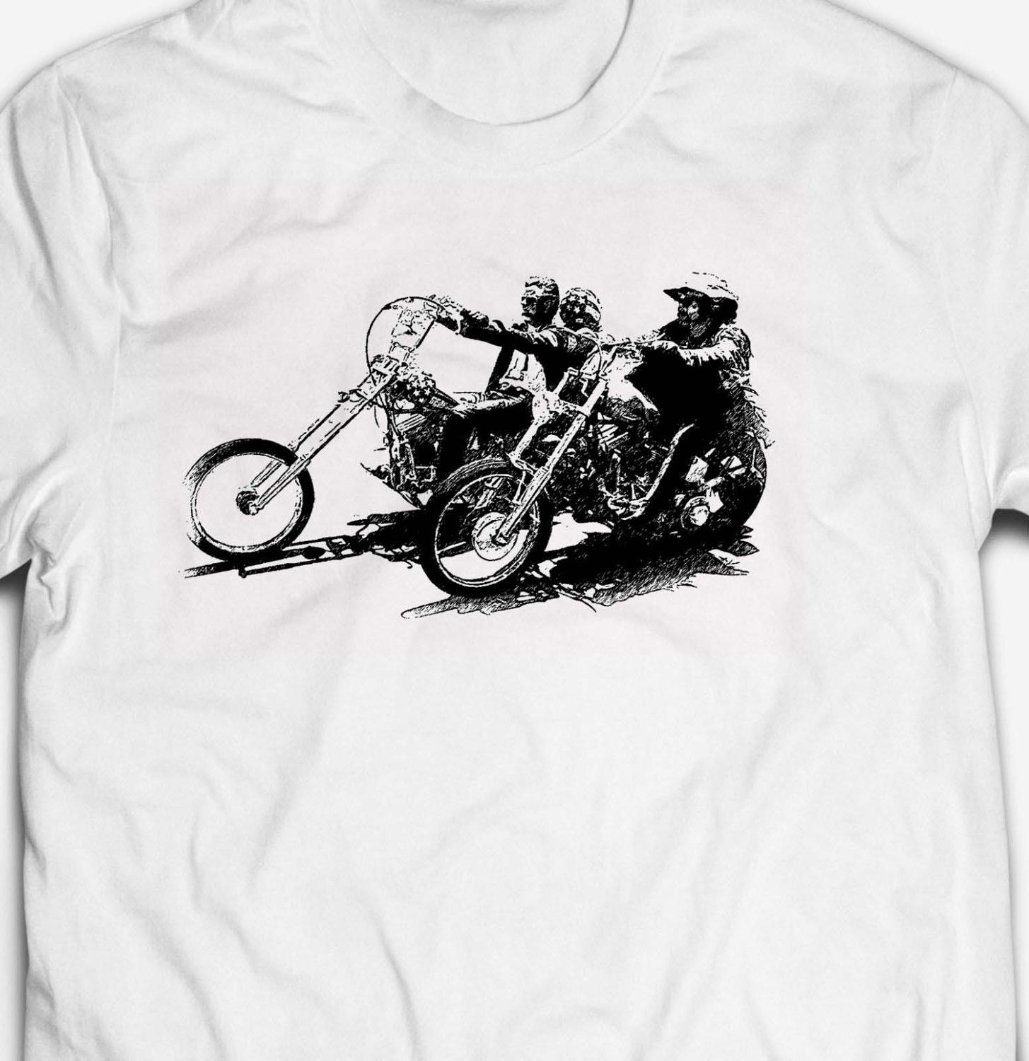 Mens Easy Rider Movie Printed Men T Shirt Popular Style Man T-Shirt Men Cotton Tees Streetwear Harajuku: M