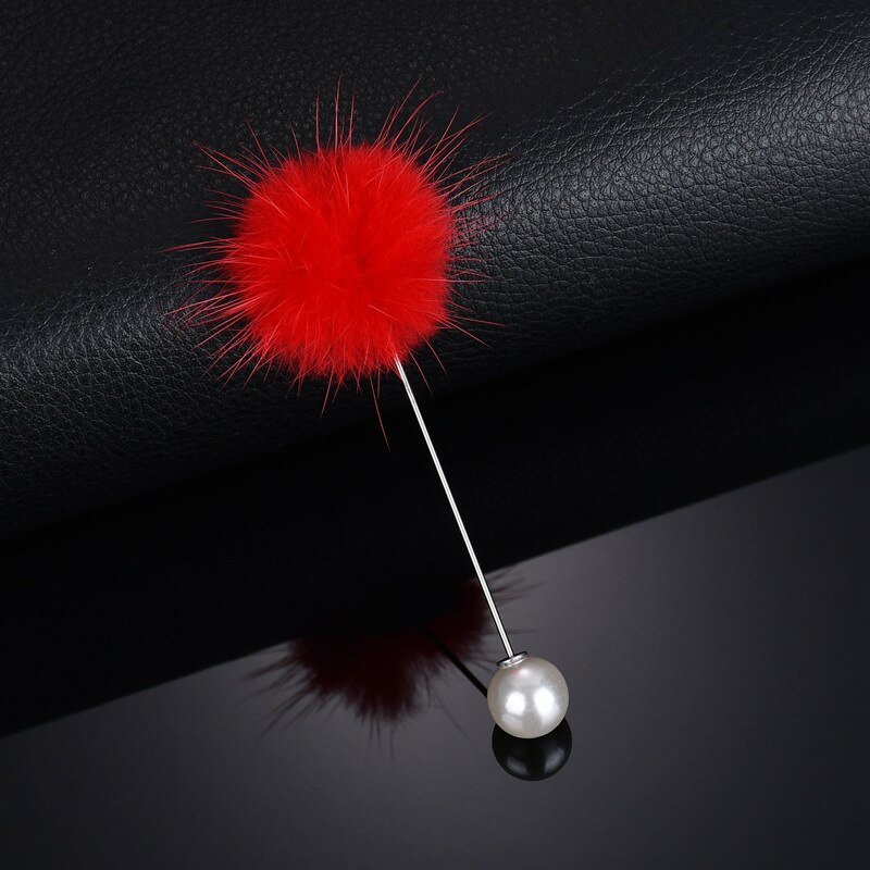 Søde broche pin med pels kugle kjole spænde pin smykker brocher sølv zink legering pins 9 cm rød hvid blå: 2