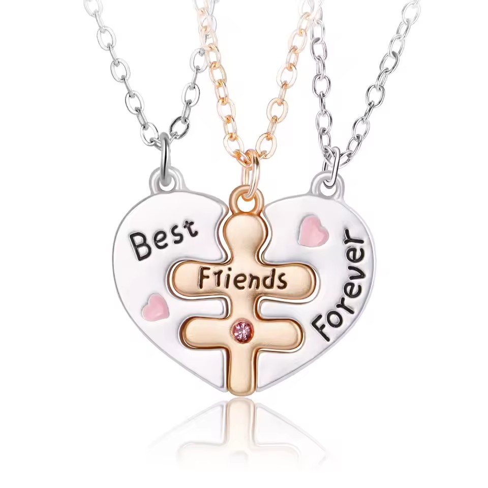 Colliers magnétiques en forme de cœur pour femmes et filles, pendentif Kawaii meilleurs amis sœurs, chaîne BFF, bijoux d'amitié, , 2/3 pièces: PLAQUÉ ARGENT