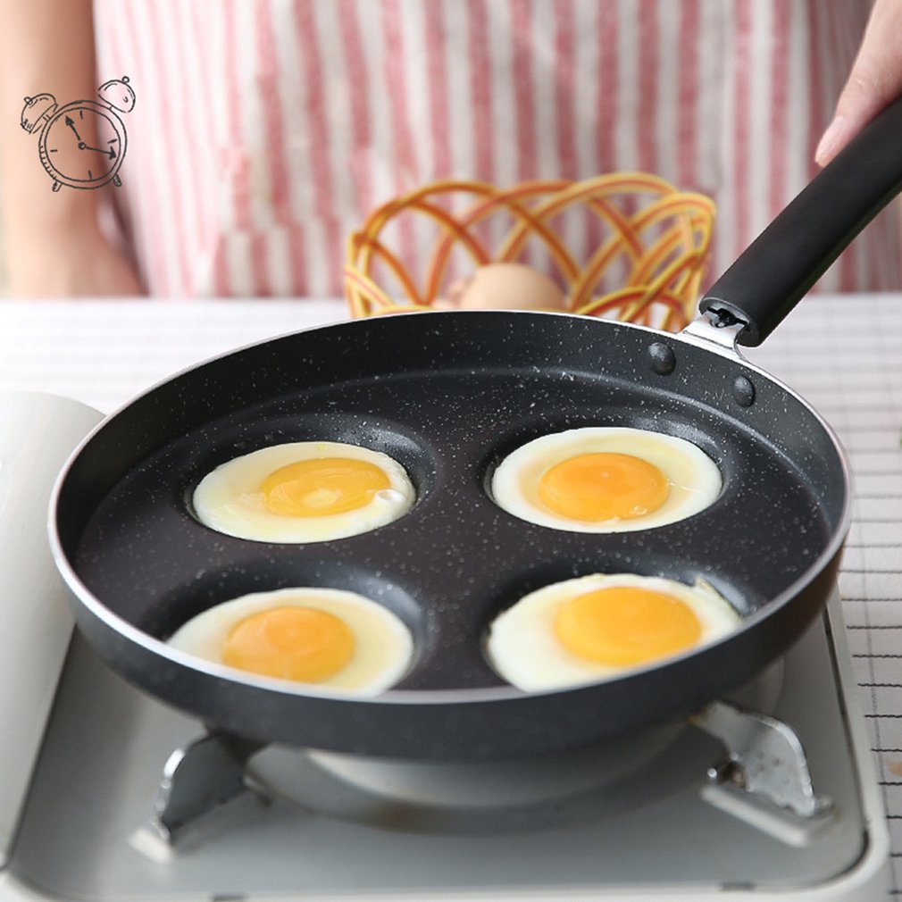 Stekt äggpanna non-stick panna hushålls mini-pocherat äggburger äggklumpkrukform mögel fyra hål små stekt ägg artefakt