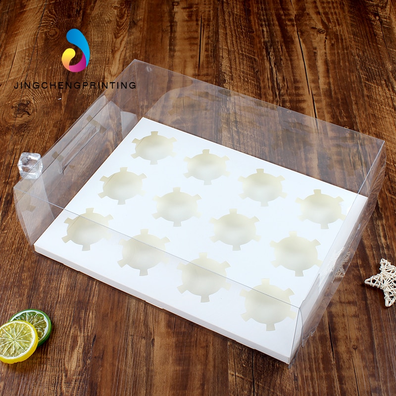 Scatola per Cupcake - 10 Set - Coperchio Trasparente - 2/4/6/12 Griglie - Contenitore in Plastica per Mini Muffin e Biscotti