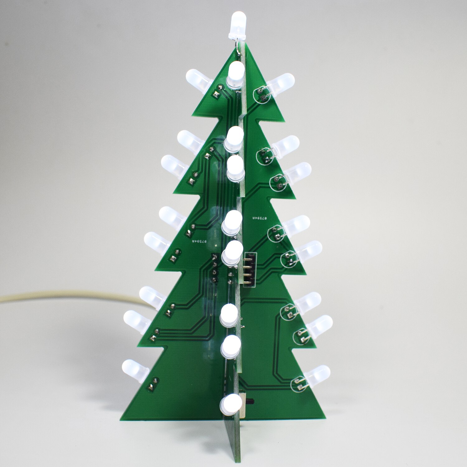 Diy Ster Knipperende 3D Led Decoratie Printplaat Kerstboom Elektronische Learning Kit: White LED