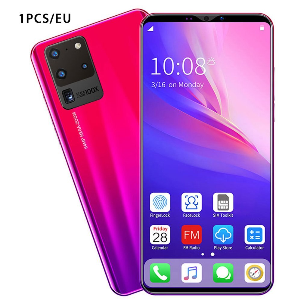 S20 Pro Smartphone 5.8 Inch Scherm Smartphone 512M + 4G Android Smartphone 3D Glas Plated Achterkant Zwart: Default Title