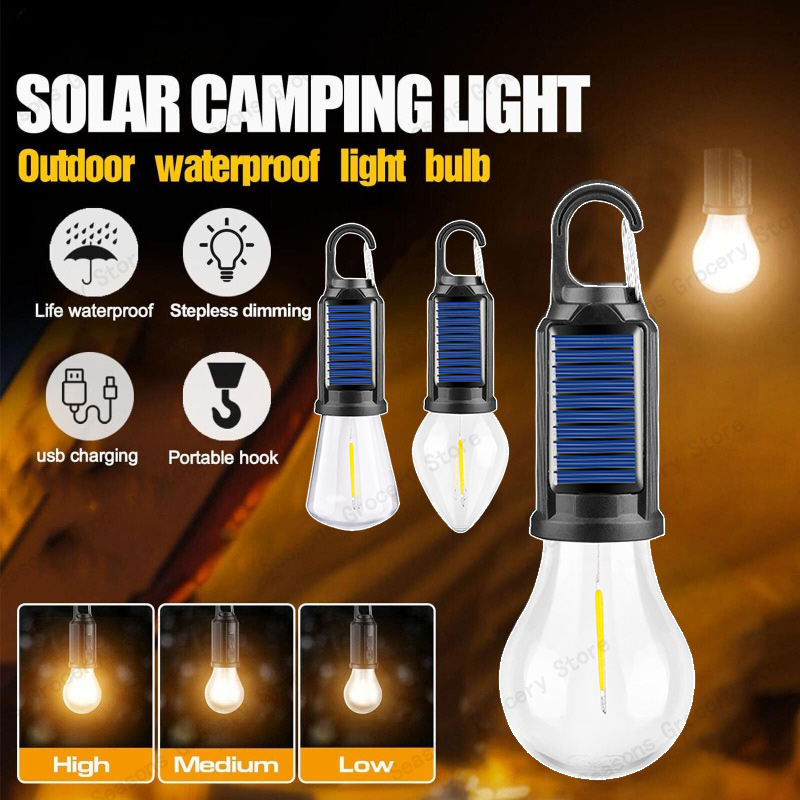 Linterna LED Solar portátil con 3 modos de luz Luz de emergencia al aire libre recargable por USB para acampar, senderismo, actividades de pesca