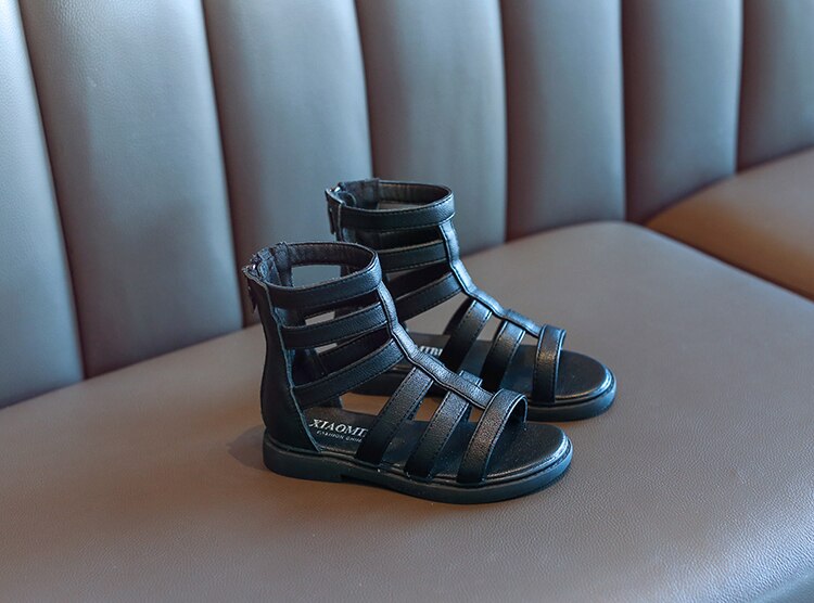 Kleine Mädchen Sommer Römischen Sandalen Stiefel Für freundlicher freundlicher Weiß Schwarz Prinzessin Stiefel Schuhe Neue 5 6 8 10 9 12 jahre: schwarz / 26