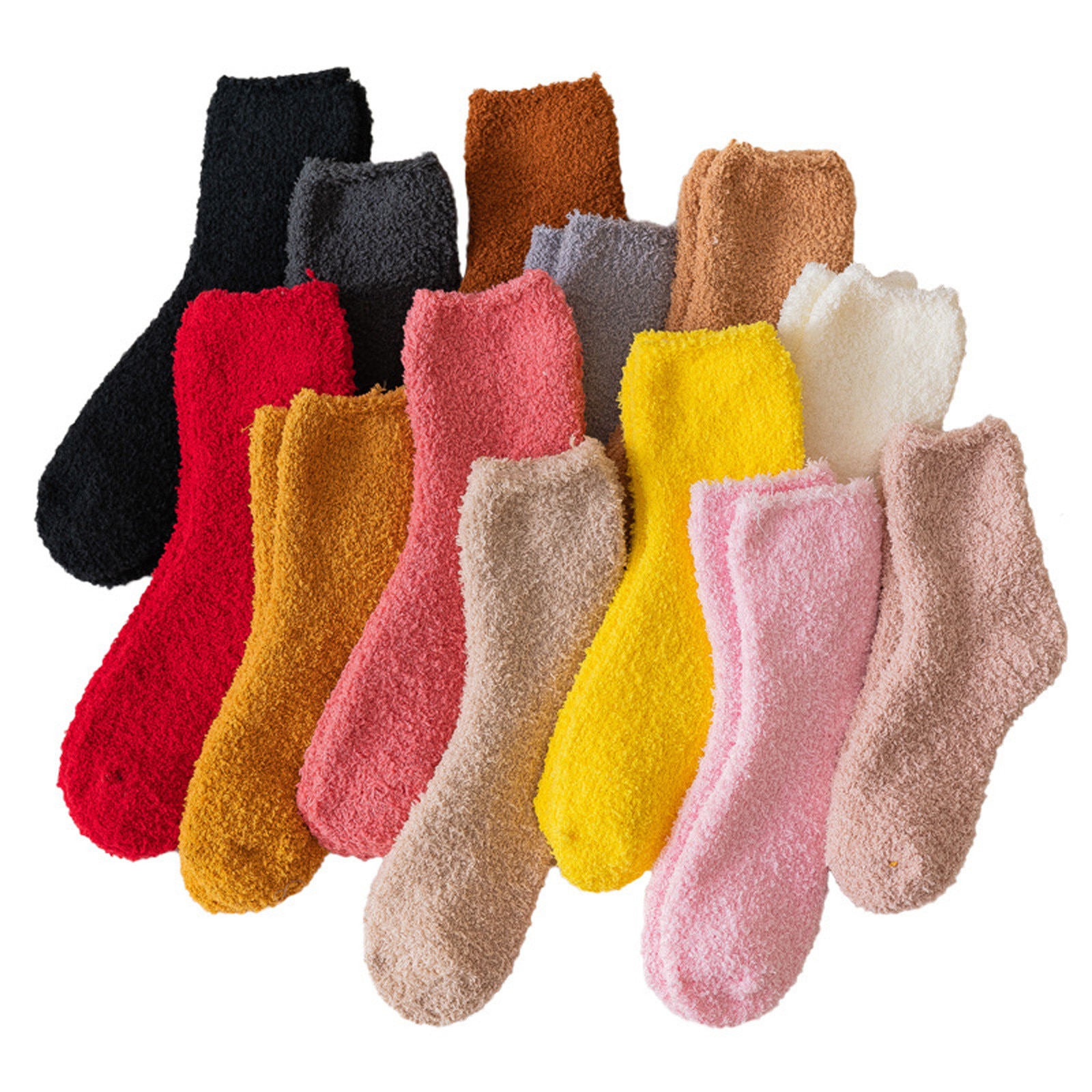 Coral Fleece Socks With Thicker And Warmer Floor Socks For Women In Solid Colors Sweet and lovely, warm and comfortable