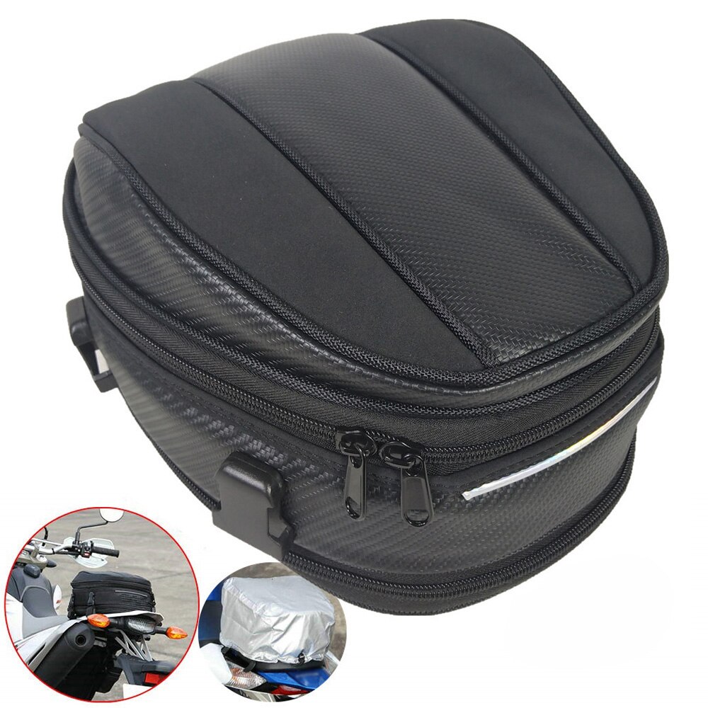 Rear Seat bag Accessories Spare Motorcycle Black 30x24x8-15CM Organizer